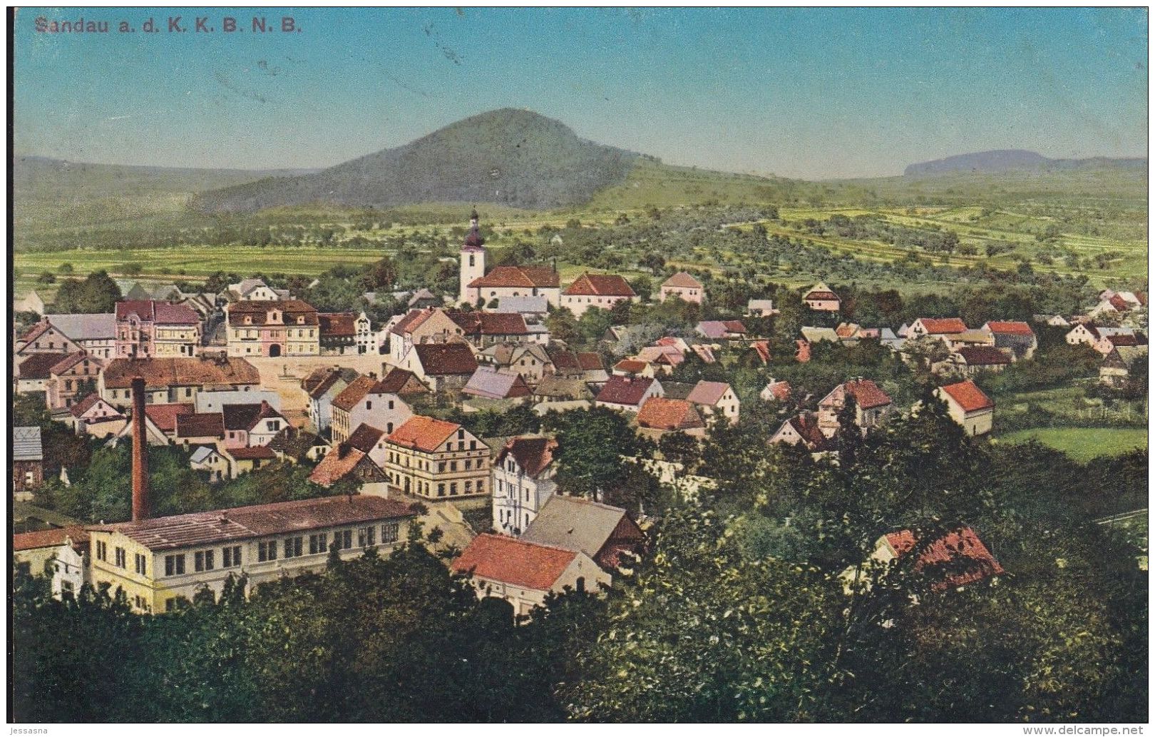 AK - SANDAU (Dolní Zandov)  - Panorama Mit PAPIERFABRIK 1910 - Tschechische Republik