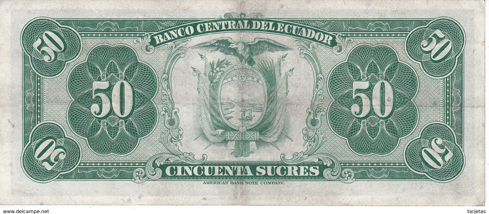 BILLETE DE ECUADOR DE 50 SUCRES DEL AÑO 1976 EN CALIDAD EBC (XF) (BANK NOTE) - Equateur