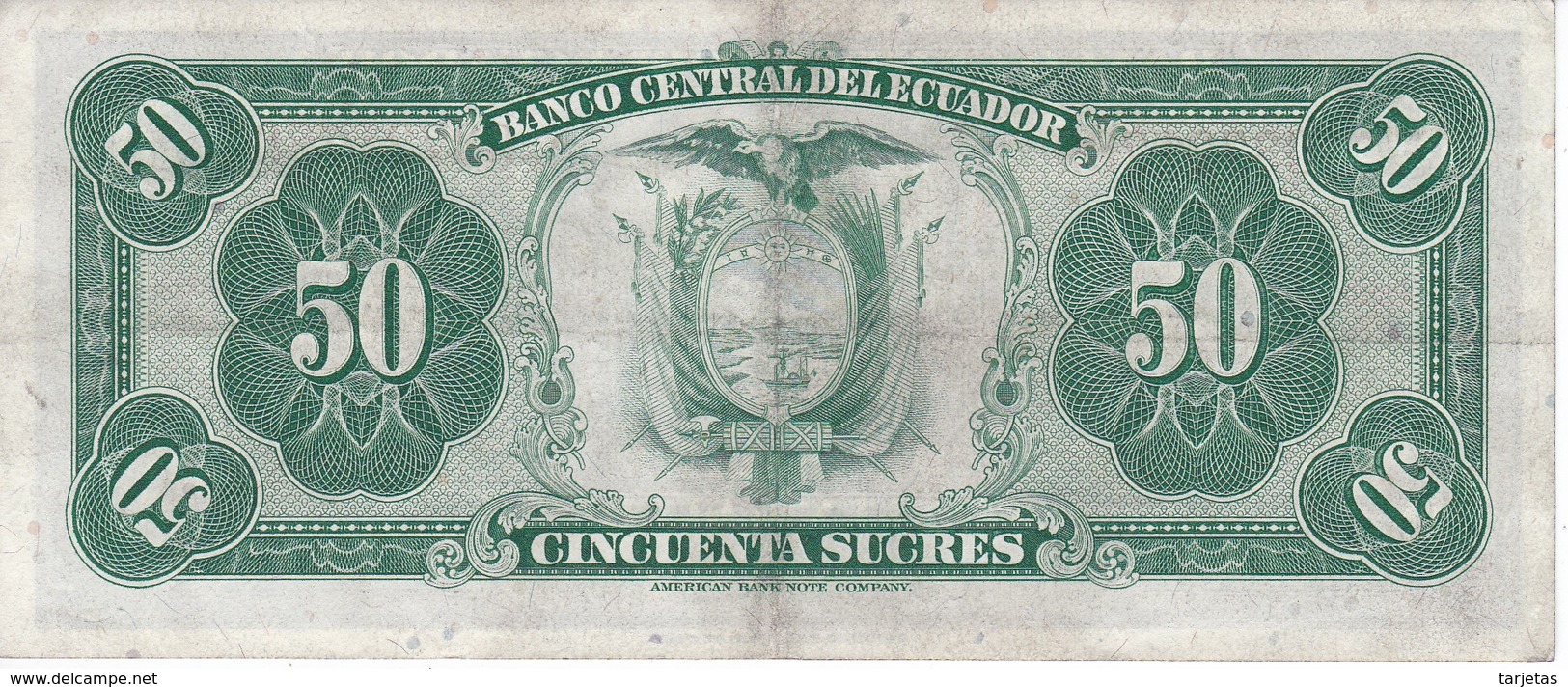 BILLETE DE ECUADOR DE 50 SUCRES DEL AÑO 1976 EN CALIDAD EBC (XF) (BANK NOTE) - Ecuador