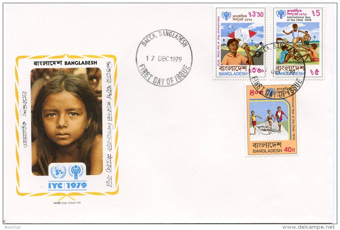 Bangladesh, 1979, International Year Of The Child, IYC, United Nations, FDC, Michel 128-130A - Bangladesh