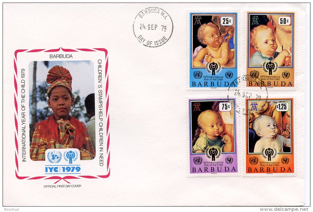 Barbuda, 1979, International Year Of The Child, IYC, United Nations, FDC, Michel 465-468 - Antigua Et Barbuda (1981-...)