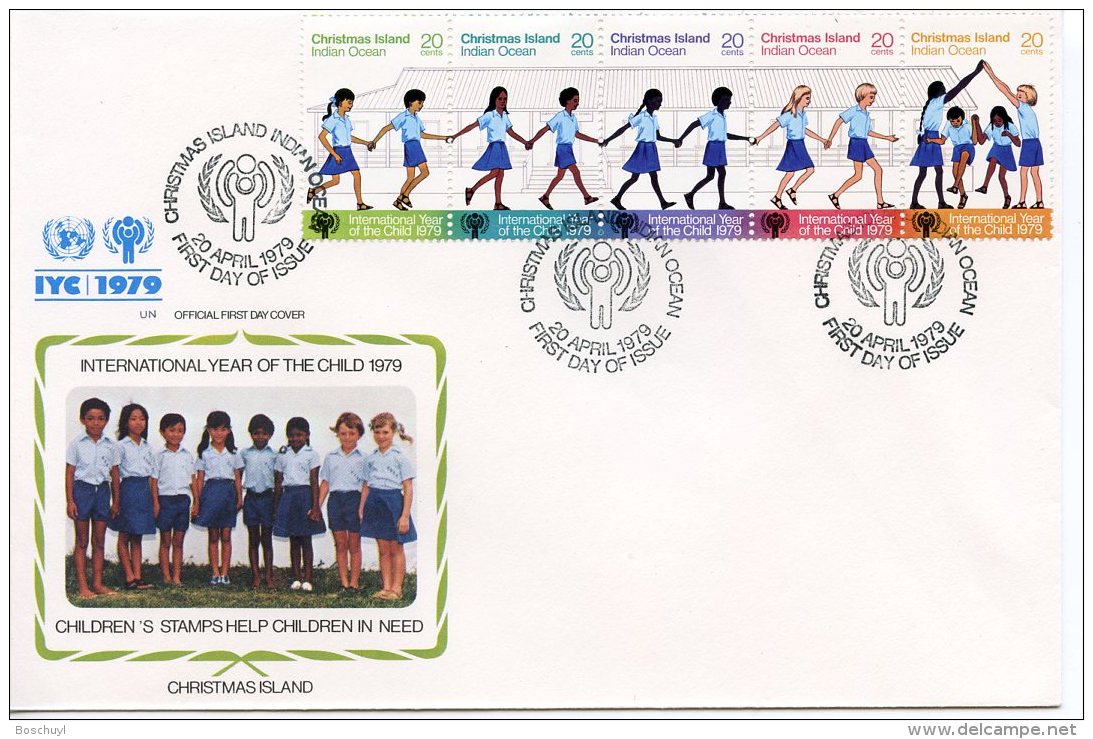 Christmas Island, 1979, International Year Of The Child, IYC, United Nations, FDC, Michel 110-114 - Christmas Island