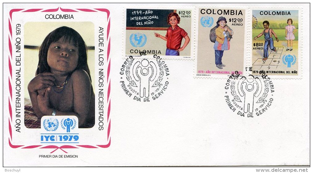 Colombia, 1979, International Year Of The Child, IYC, United Nations, FDC, Michel 1390-1392 - Colombia