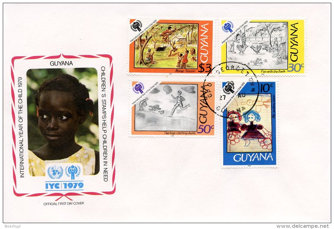 Guyana, 1979, International Year Of The Child, IYC, United Nations, FDC, Michel 565-568 - Guyane (1966-...)