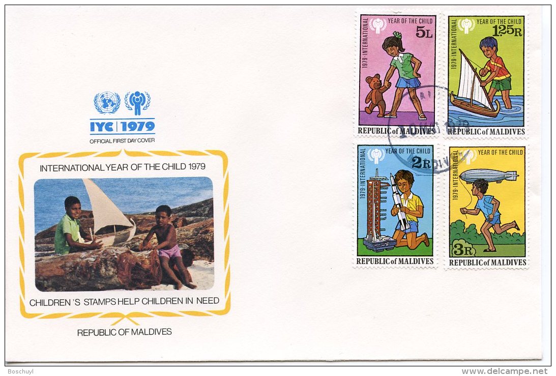 Maldives, 1979, International Year Of The Child, IYC, United Nations, FDC, Michel 822-825 - Maldives (1965-...)