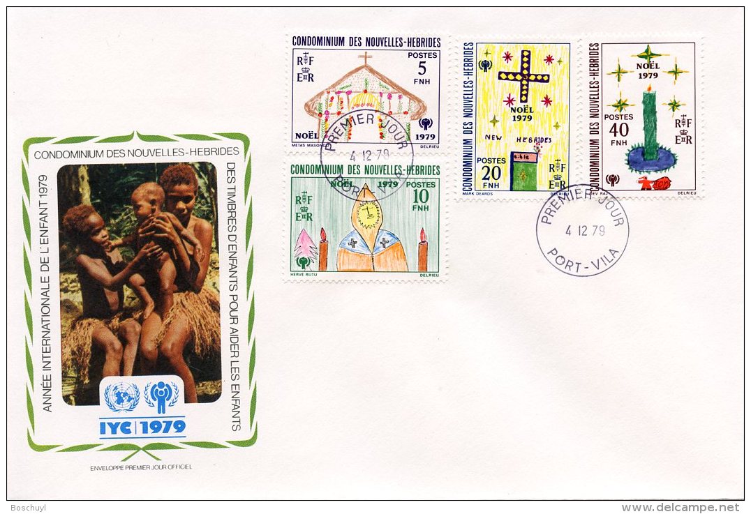 New Hebrides (French), 1979, International Year Of The Child, IYC, United Nations, FDC, Michel 549-552 - Storia Postale