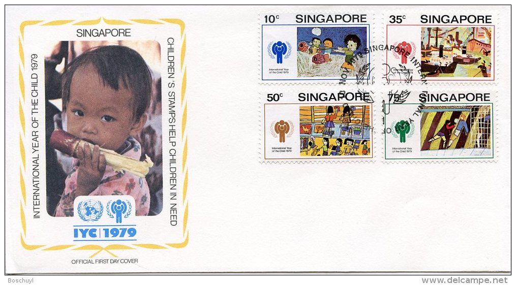 Singapore, 1979, International Year Of The Child, IYC, United Nations, FDC, Michel 335-338 - Singapour (1959-...)