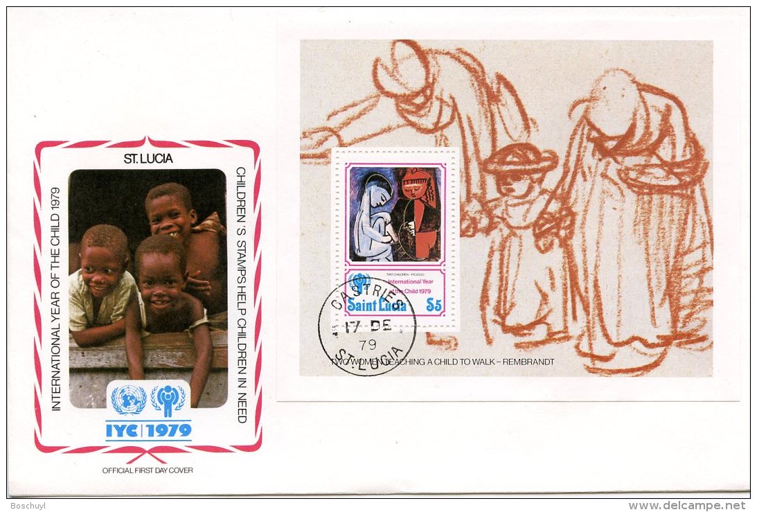 St. Lucia, 1979, International Year Of The Child, IYC, United Nations, FDC, Michel Block 17 - St.Lucia (1979-...)