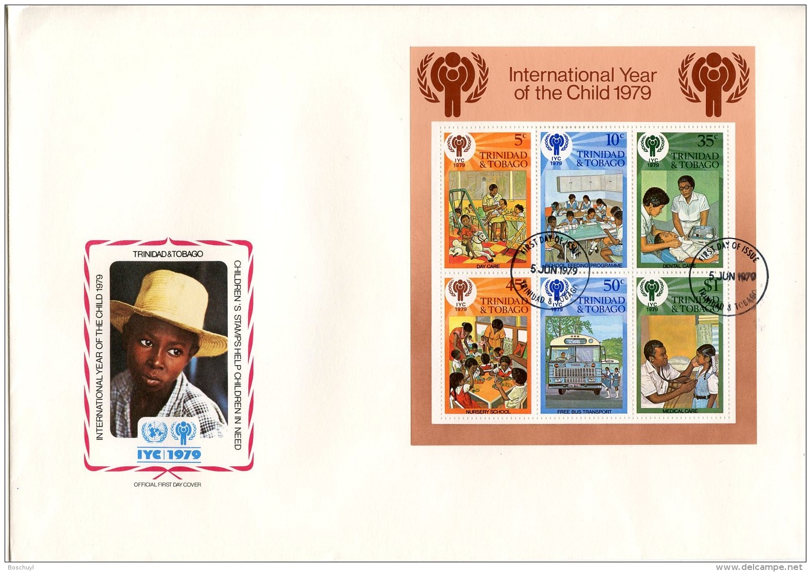 Trinidad And Tobago, 1979, International Year Of The Child, IYC, United Nations, FDC, Michel Block 26 - Trinité & Tobago (1962-...)