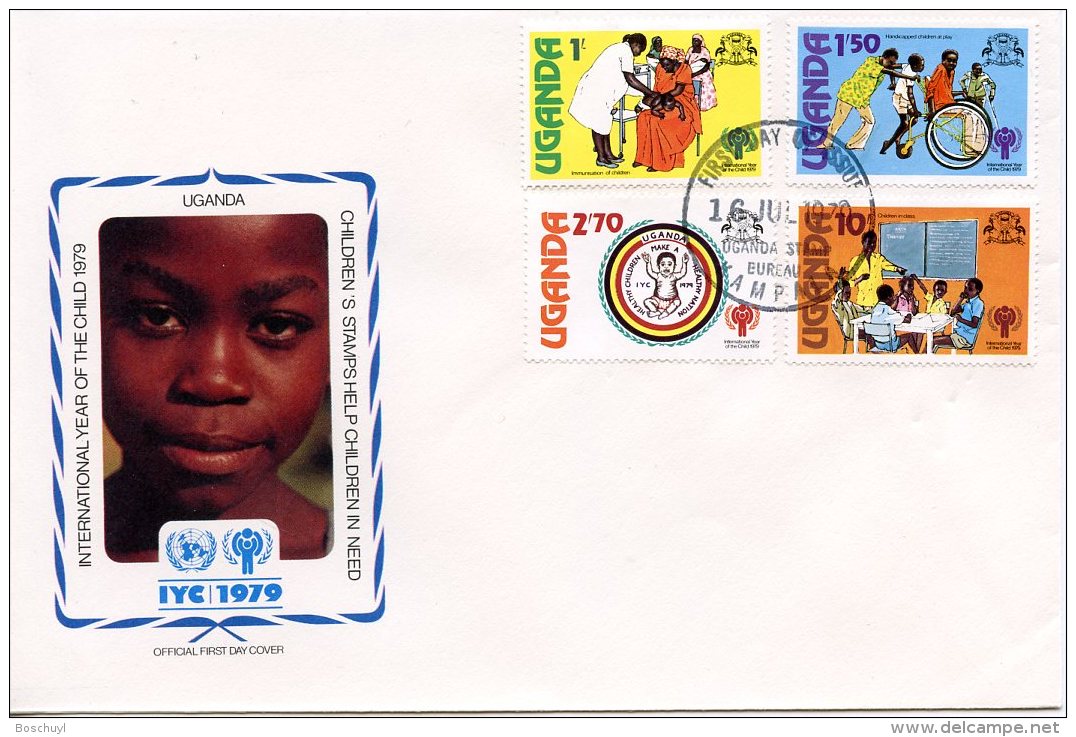 Uganda, 1979, International Year Of The Child, IYC, United Nations, FDC, Michel 203-206 - Uganda (1962-...)