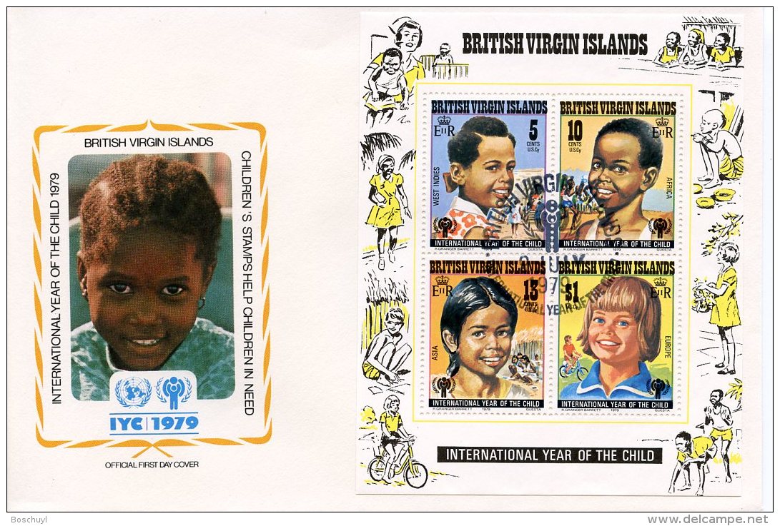 Virgin Islands, 1979, International Year Of The Child, IYC, United Nations, FDC, Michel Block 10 - Iles Vièrges Britanniques