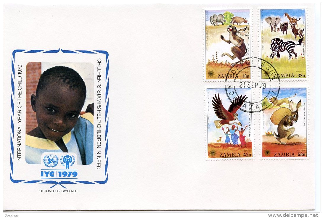 Zambia, 1979, International Year Of The Child, IYC, United Nations, FDC, Michel 205-208 - Zambie (1965-...)