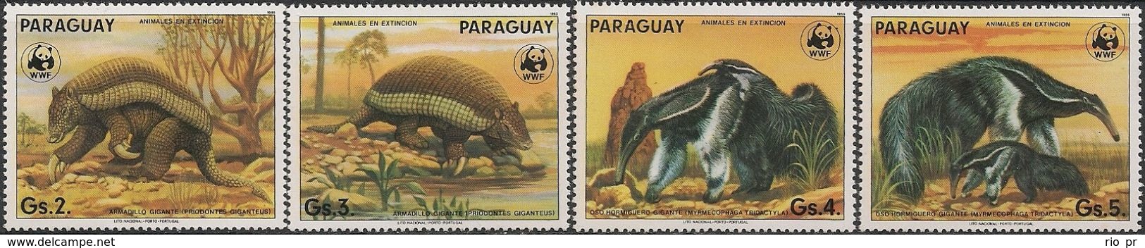 PARAGUAY - COMPLETE SET WORLDWIDE NATURE PROTECTION (WWF ISSUE): GIANT ARMADILLO AND GIANT ANTEATER 1985 - MNH - Neufs