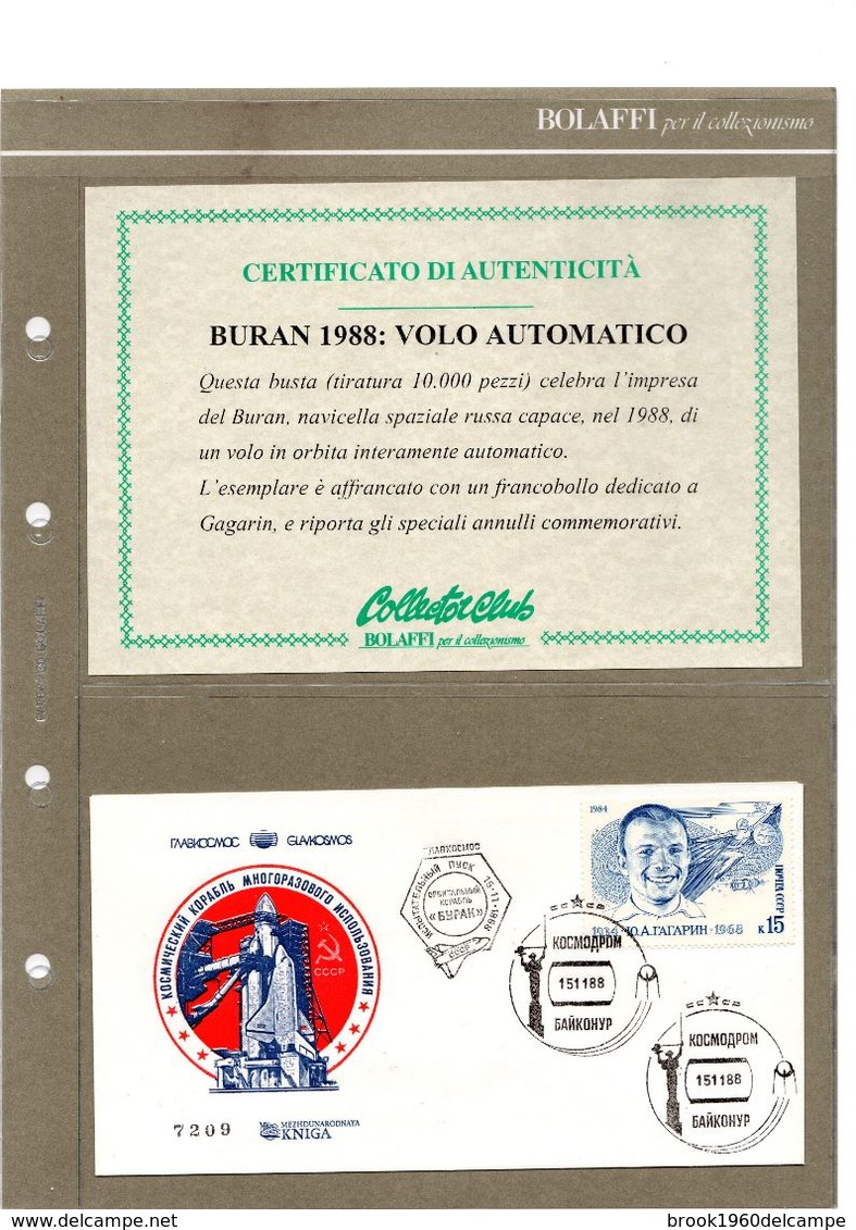 RUSSIA 1988 BURAN VOLO SPAZIALE AUTOMATICO CERTIFICATO BOLAFFI - Russia & URSS