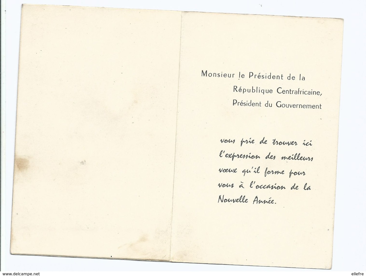 Cpsm Double République Centrafricaine Voeux Nouvel An Du Président De La République Papillon Véritable Sous Mika - Neujahr