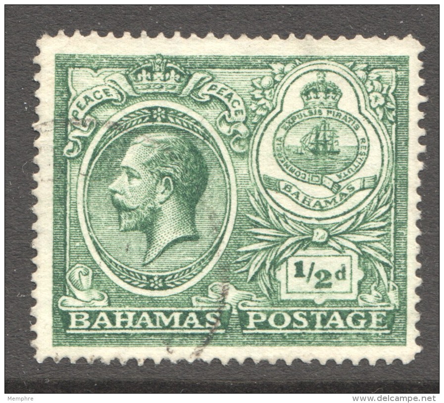 BAHAMAS  1920  Peace Celebration  &frac12;d. SG 106  Used - 1859-1963 Colonie Britannique