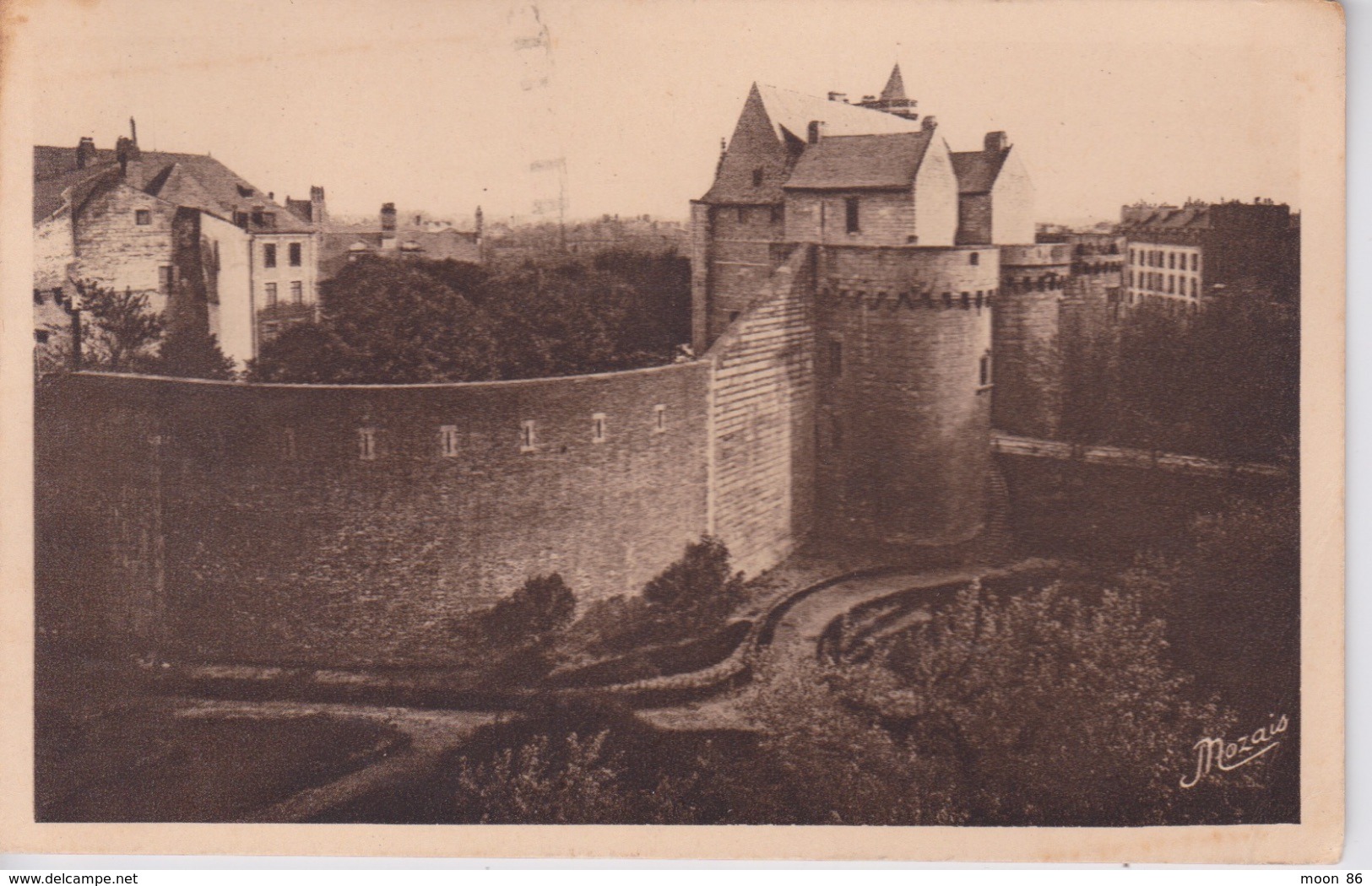 1923 - TIMBRE SEMEUSE AVEC DATE ET CACHET GIRONDE  SUR CPA - NANTES - Storia Postale