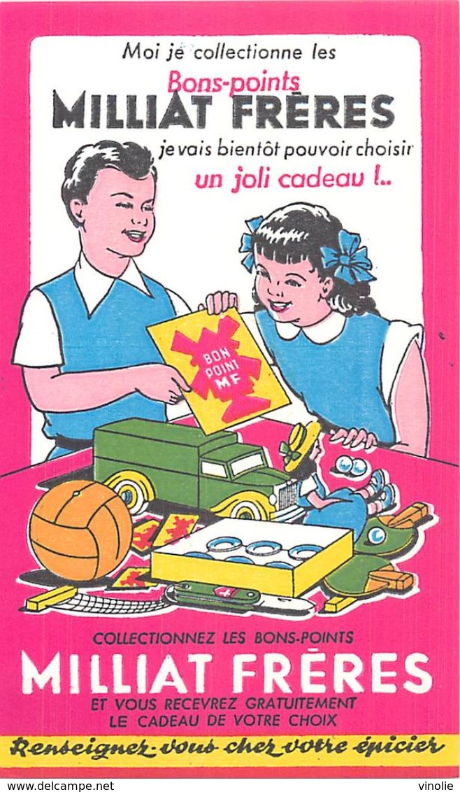 VP-GF.18-206 : BUVARD. MILLIAT FRERES. PATES. CADEAUX AVEC BON-POINT. CAMION. BALLON. PING-PONG. POUPEE. - Alimentaire