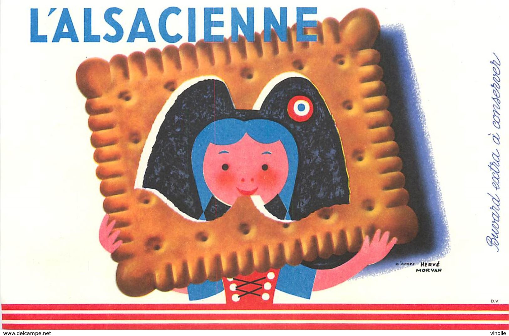 VP-GF.18-255 : BUVARD. L'ALSACIENNE. GATEAU SEC. ILLUSTRATION DE HERVE MORVAN. - Autres & Non Classés