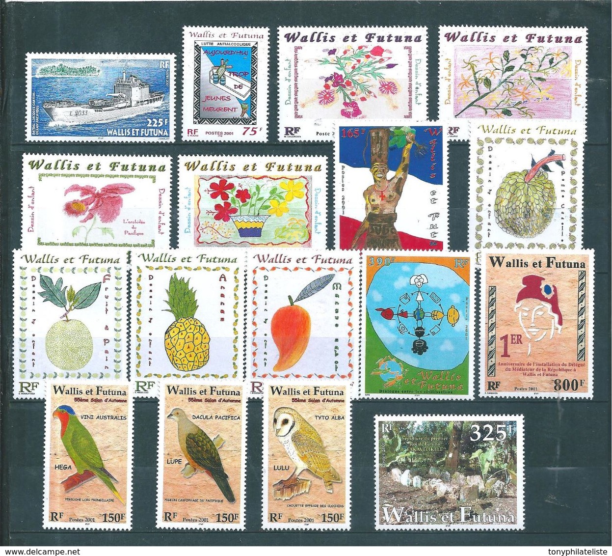 Timbres  De Wallis Et Futuna Année 2001 Complète  N°548  A  564  Neuf ** Parfait (cote 83,70) - Full Years