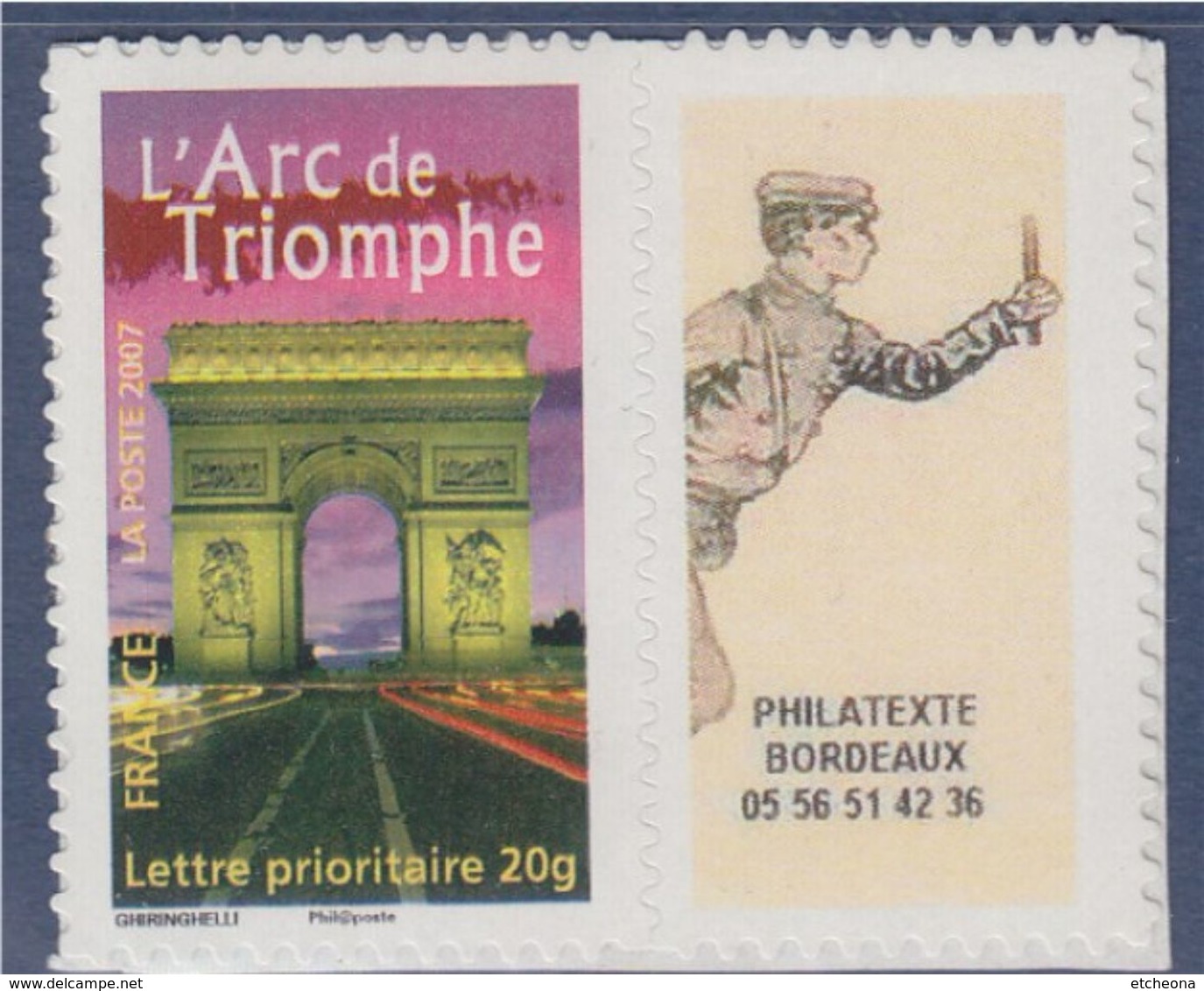 = Arc De Triomphe Paris Illuminé 3599B Personnalisé Neuf Adhésif TVP LP Philatexte Achat Ventes Timbres Bordeaux - Autres & Non Classés