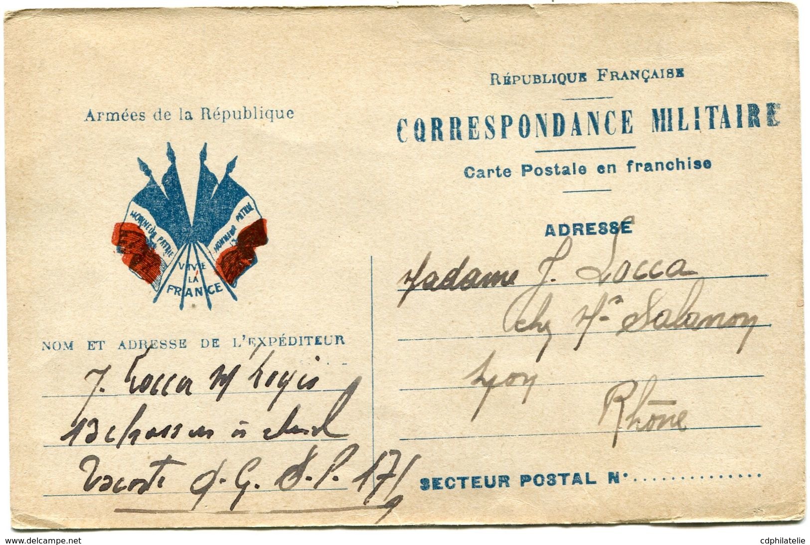 FRANCE CARTE DE FRANCHISE MILITAIRE AYANT VOYAGEE - Lettres & Documents