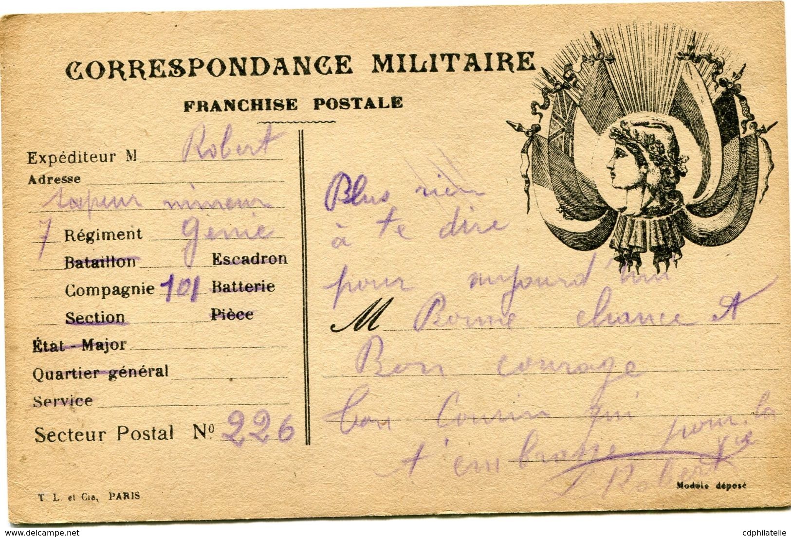 FRANCE CARTE DE FRANCHISE MILITAIRE AYANT VOYAGEE - Lettres & Documents