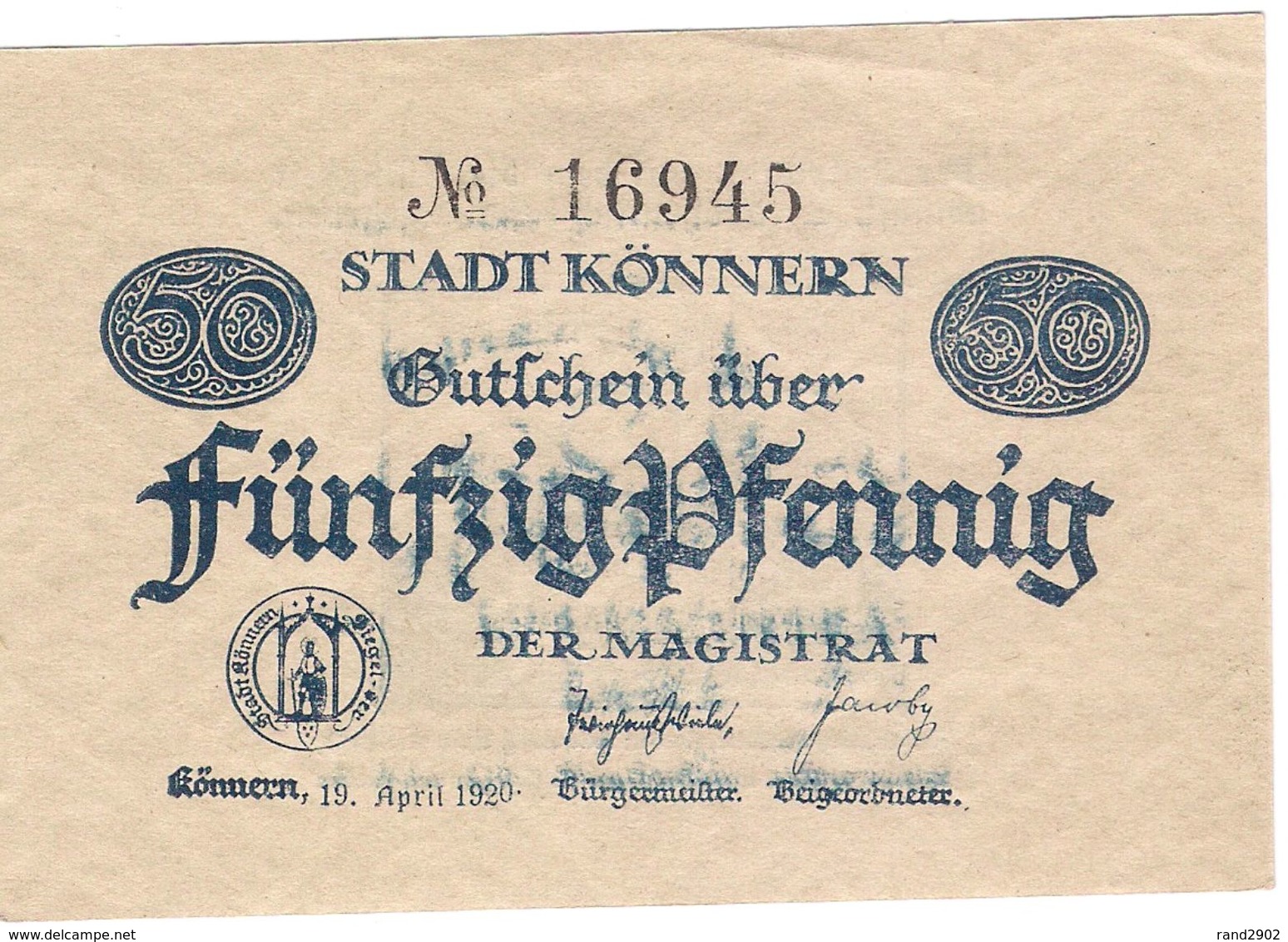 Deutschland Notgeld 50 Pfennig Tieste3625.05.05 KONNERN /129M/ - Lokale Ausgaben