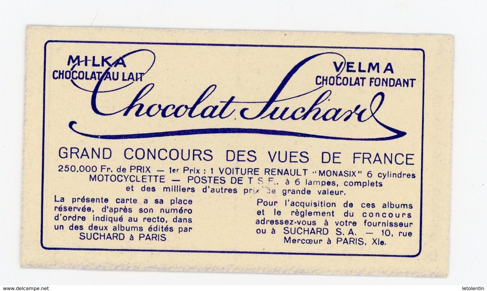 CHOCOLAT SUCHARD - VUES DE FRANCE - 459 - LE PUY DE DOME , ALTITUDE 1457M (ALLIER) - Suchard