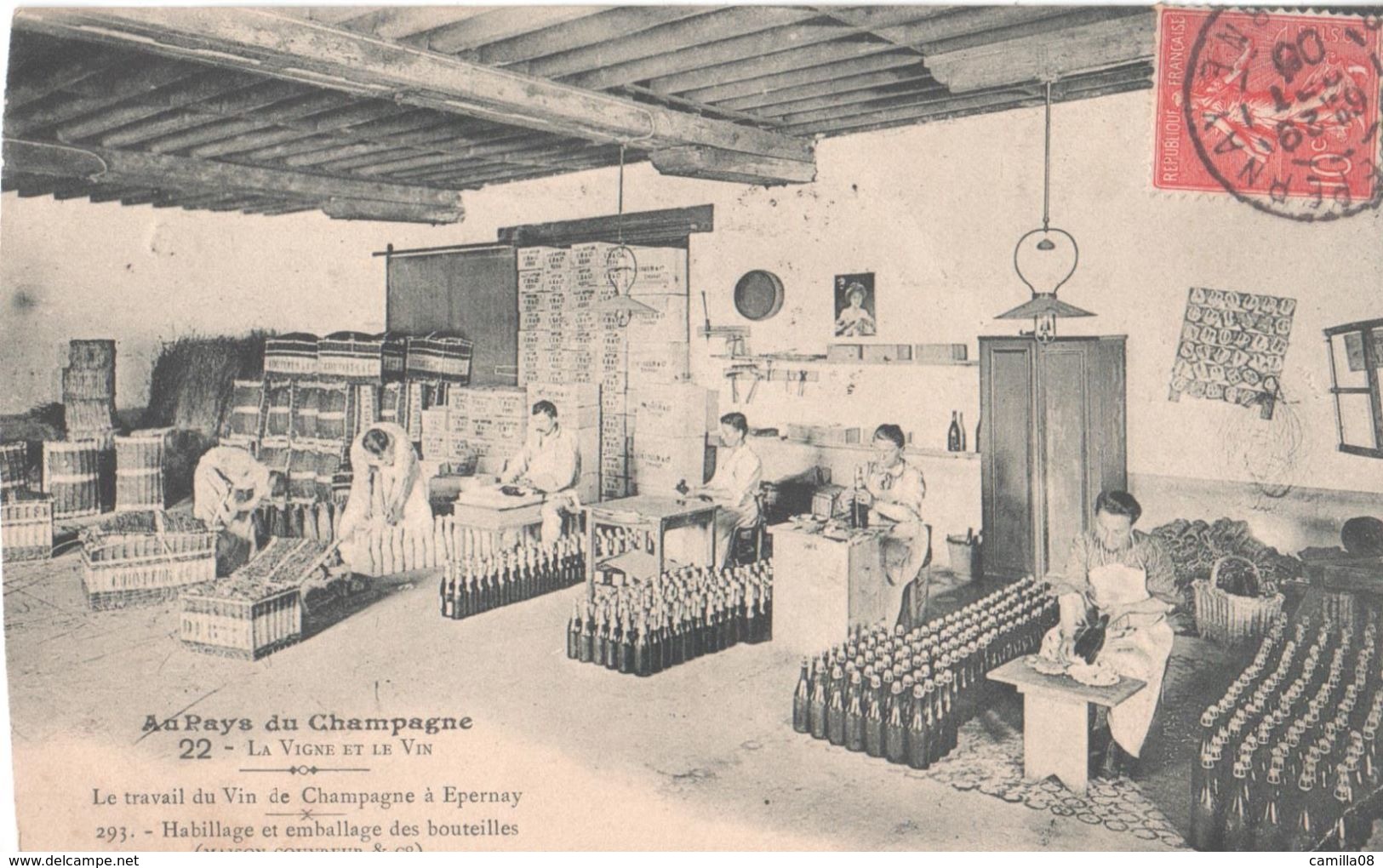 EPERNAY.HABILLAGE ET EMBALLAGE DES BOUTEILLES.MAISON COUVREUR ET CIE. - Epernay