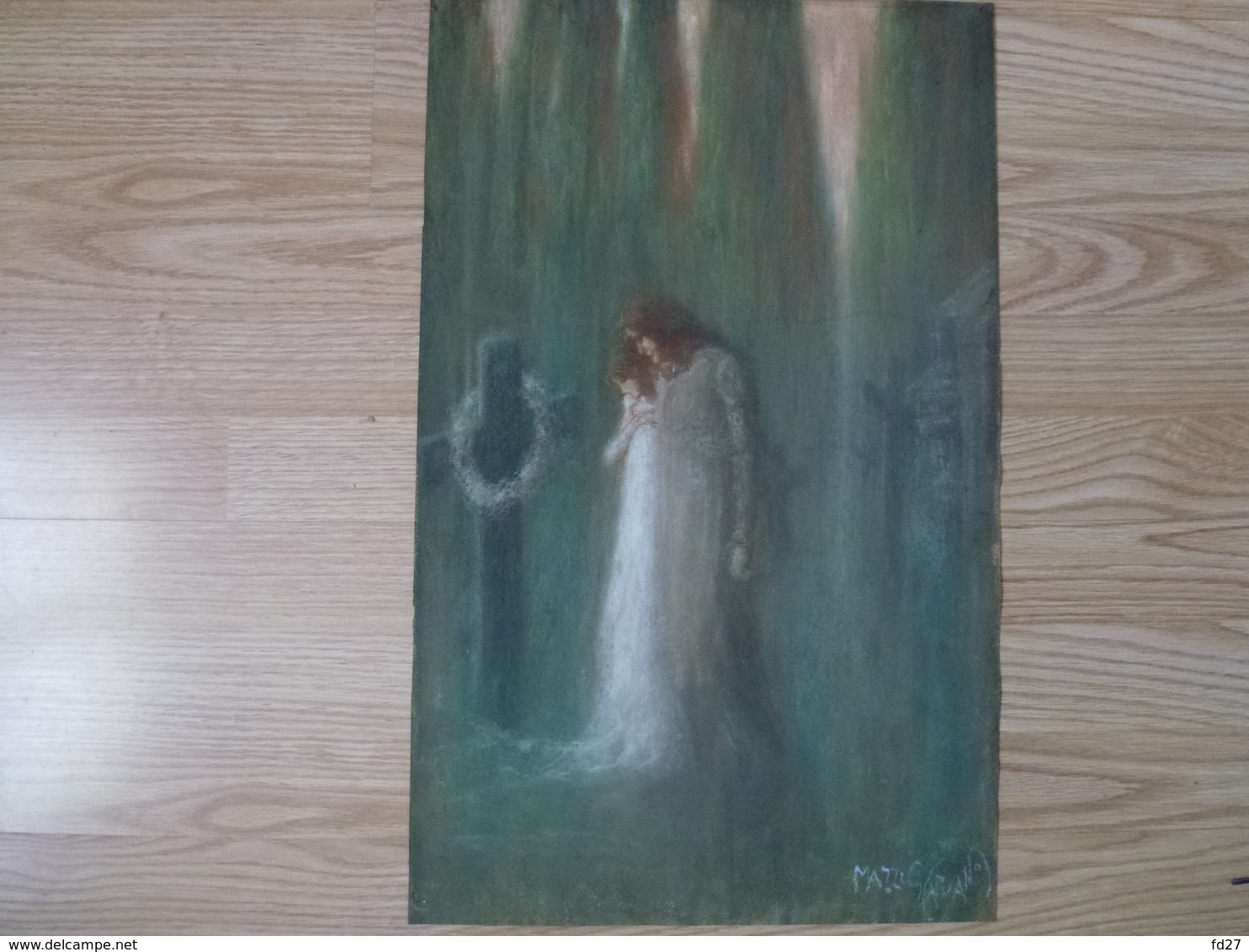 G.Mazzi  (Ecole Italienne Début XX è Siècle) - Le Recueillement - Pastel 56 X 36 Cm - Pastelli