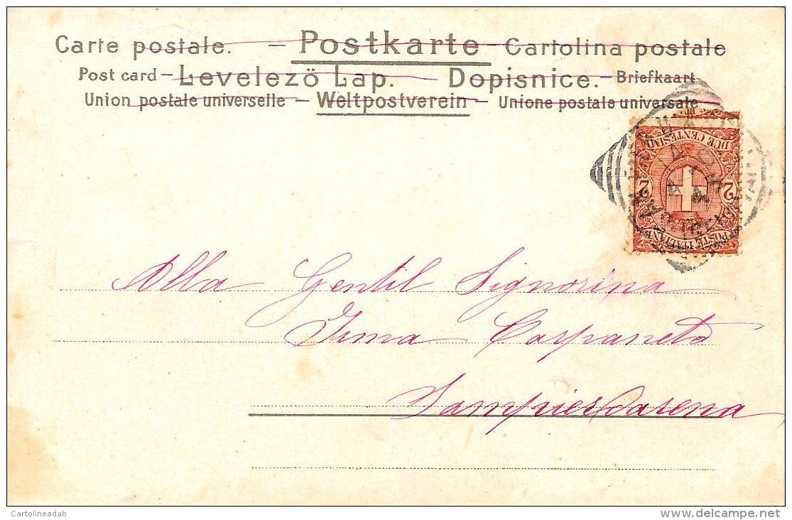 [DC11632] CPA - STUPENDA CARTOLINA ILLUSTRATA - SFONDO DORATO - PERFETTA - Viaggiata 1901 - Old Postcard - Non Classés