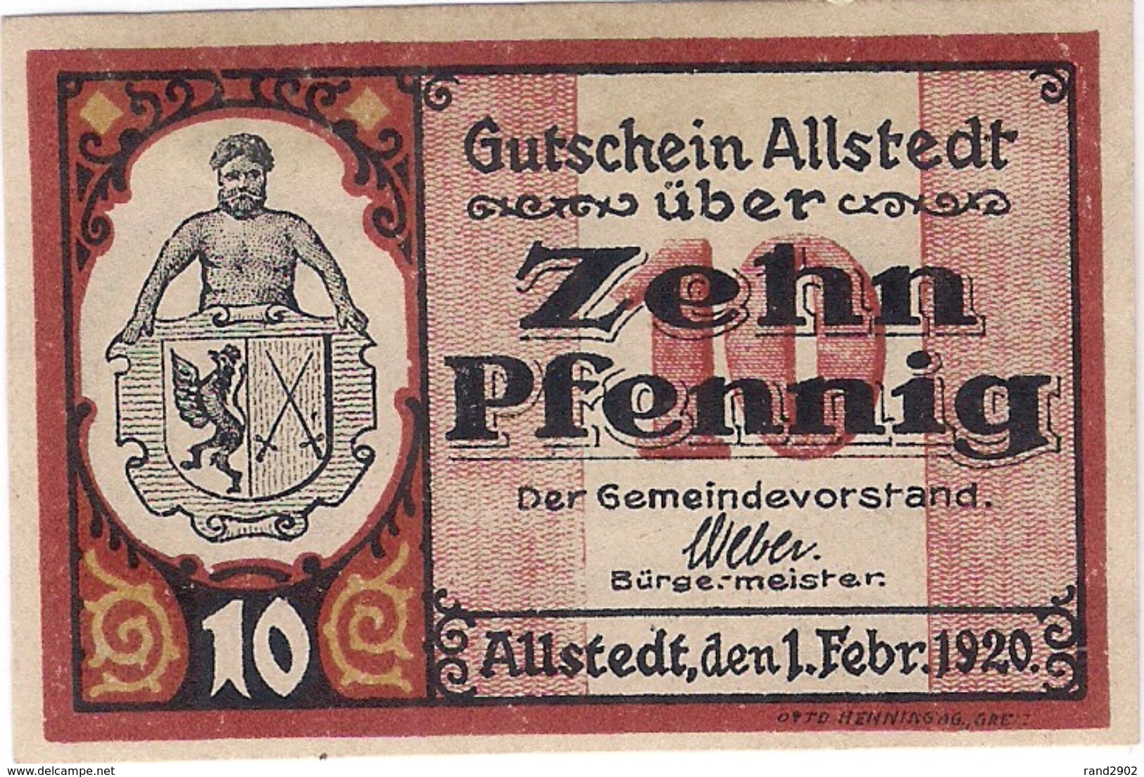 Deutschland Notgeld 10 Pfennig Tieste0050.05.02 ALLSTEDT /66M/ - Lokale Ausgaben