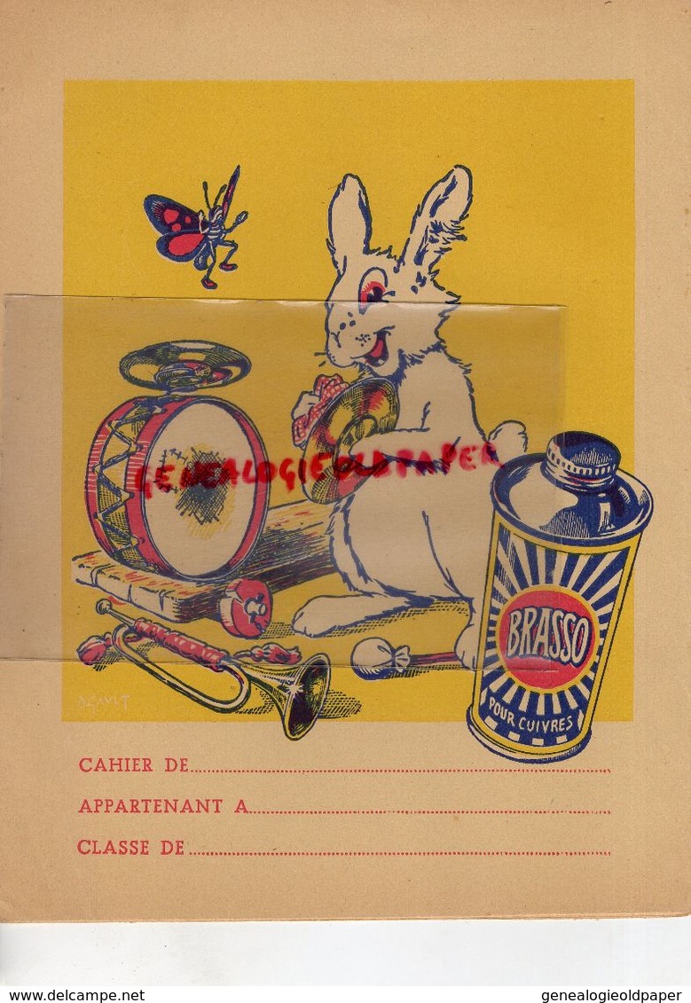 PROTEGE CAHIER BRASSO- LAPIN MUSICIEN- TAMBOUR- CLAIRON-CYMBALES-NETTOYANT POUR CUIVRES- ZEBRACIER - Produits Ménagers