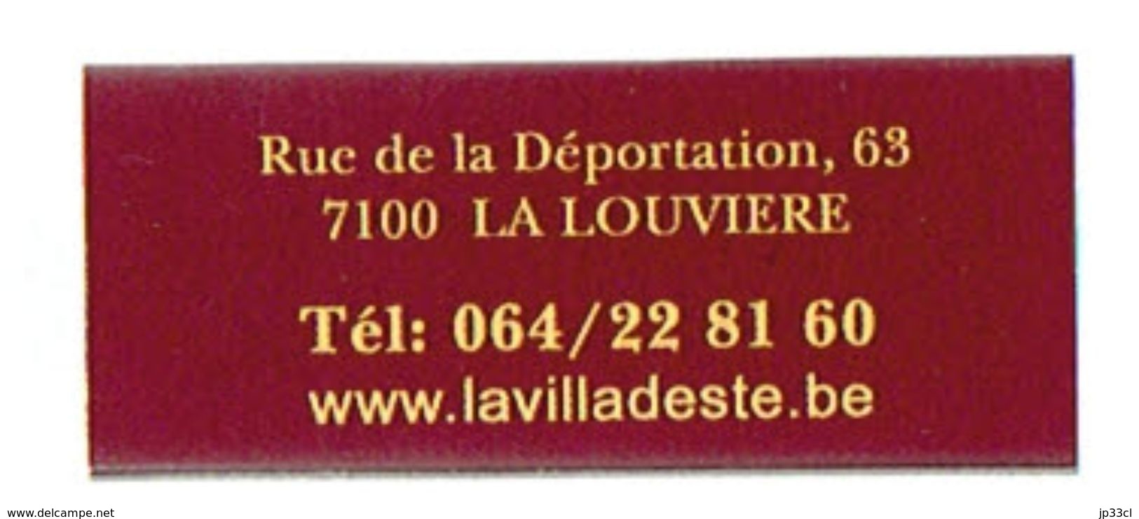 Petite Boîte D'allumettes La Villa D'Este, Christian Et Dominique Simillion La Louvière - Boites D'allumettes