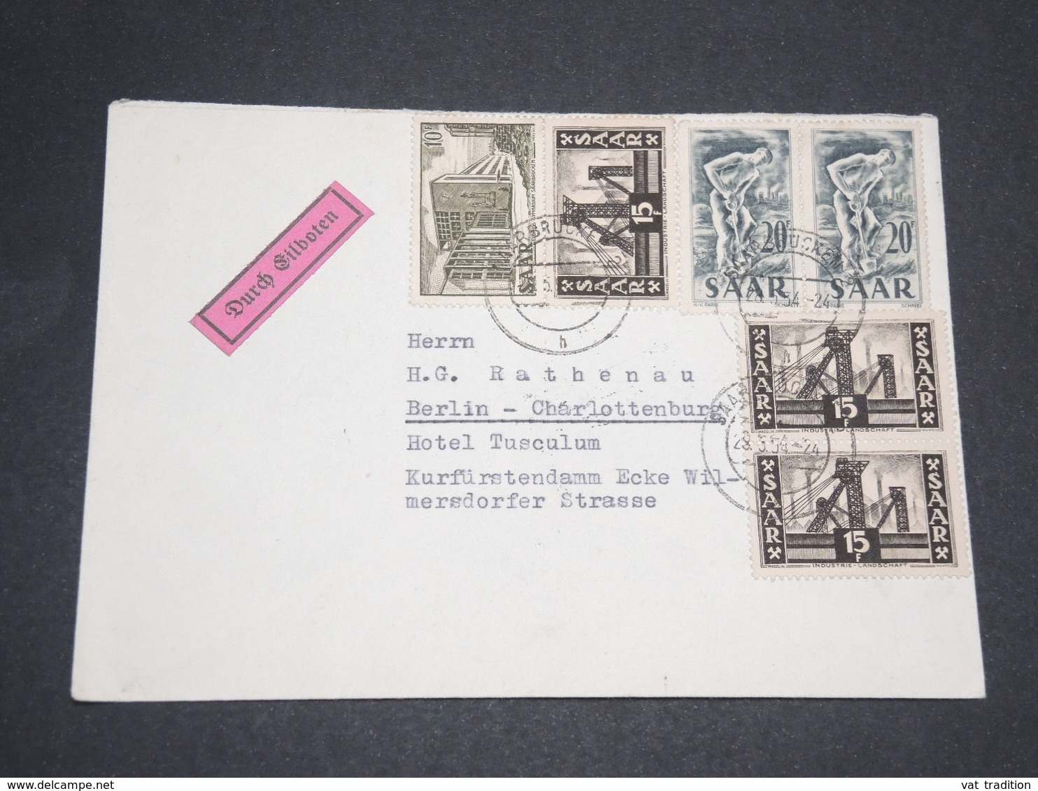 SARRE - Enveloppe Pour Berlin En 1954 , Affranchissement Plaisant -  L 13775 - Lettres & Documents