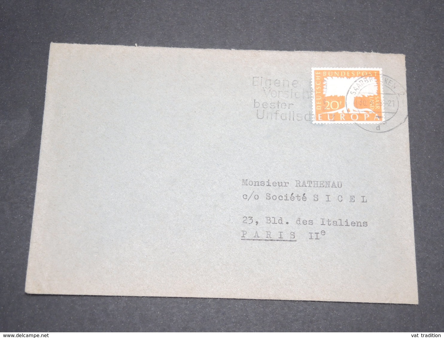 SARRE - Enveloppe Pour Paris En 1958 -  L 13784 - Lettres & Documents