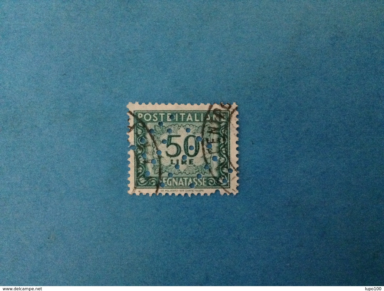 1957 ITALIA FRANCOBOLLO USATO PERFORATO STAMP USED - PERFIN SEGNATASSE 50 LIRE FILIGRANA STELLE - Segnatasse