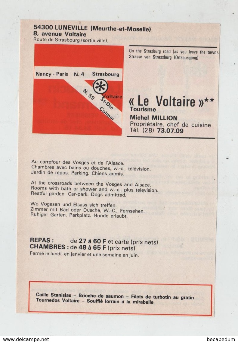 Publicité 1976  Le Voltaire Lunéville - Pubblicitari