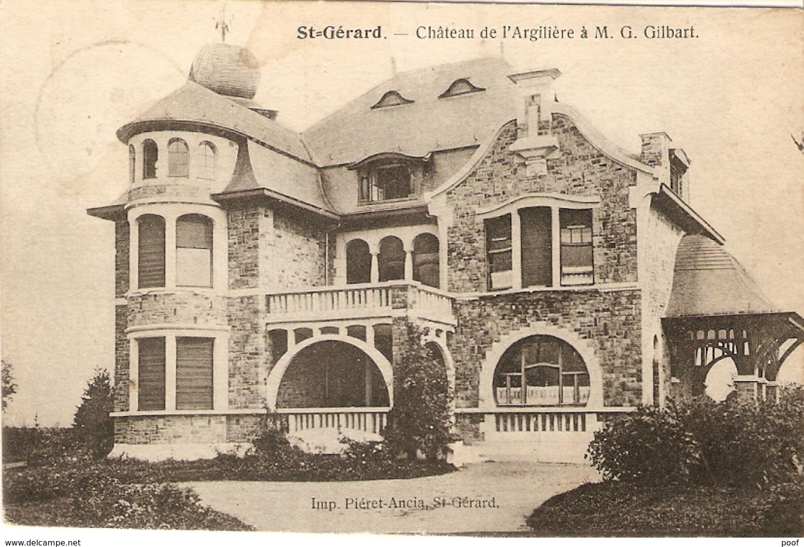 St-Gérard ( Fosses-la-ville) : Château De L'Argilière à M . G . Gilbart  1924 - Fosses-la-Ville