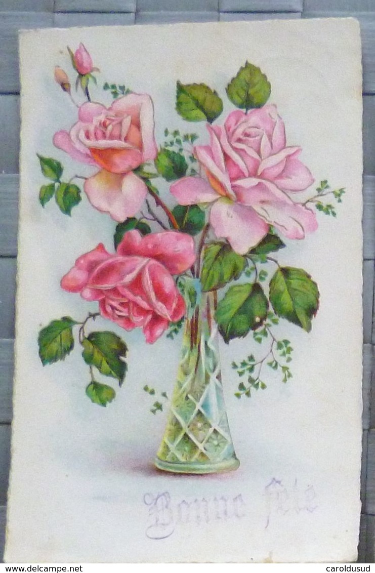 Cpa Lot 5x LITHO CHROMO ILLUSTRATEUR ART NOUVEAU CATHARINA KLEIN ROSE DANS GRAND VASE VERRE - Colecciones Y Lotes