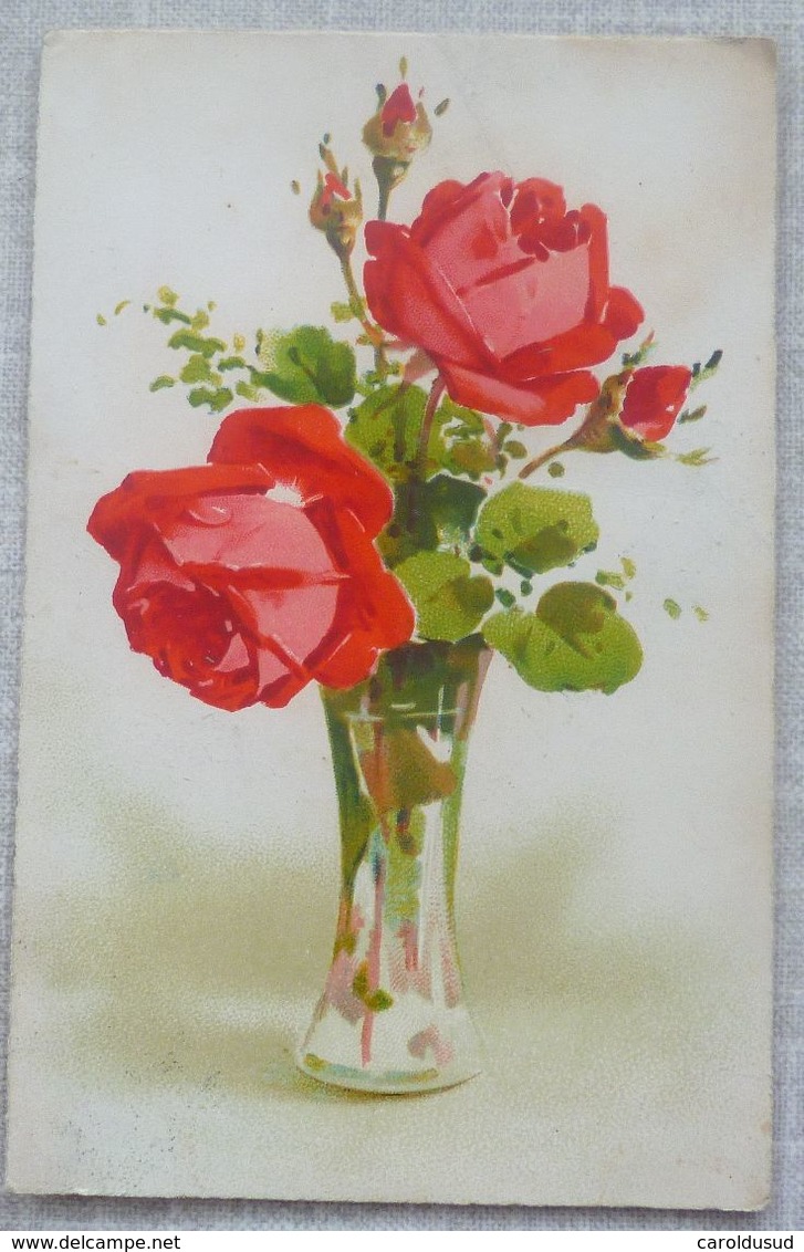 cpa lot 5x LITHO CHROMO ILLUSTRATEUR ART NOUVEAU CATHARINA KLEIN ROSE DANS GRAND VASE VERRE