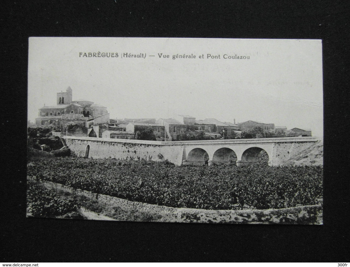 CPA FABREGUES VUE GENERALE ET PONT COULAZOU (34 HERAULT)  ANIMEE EGLISE MAISON CHAMP - Autres & Non Classés