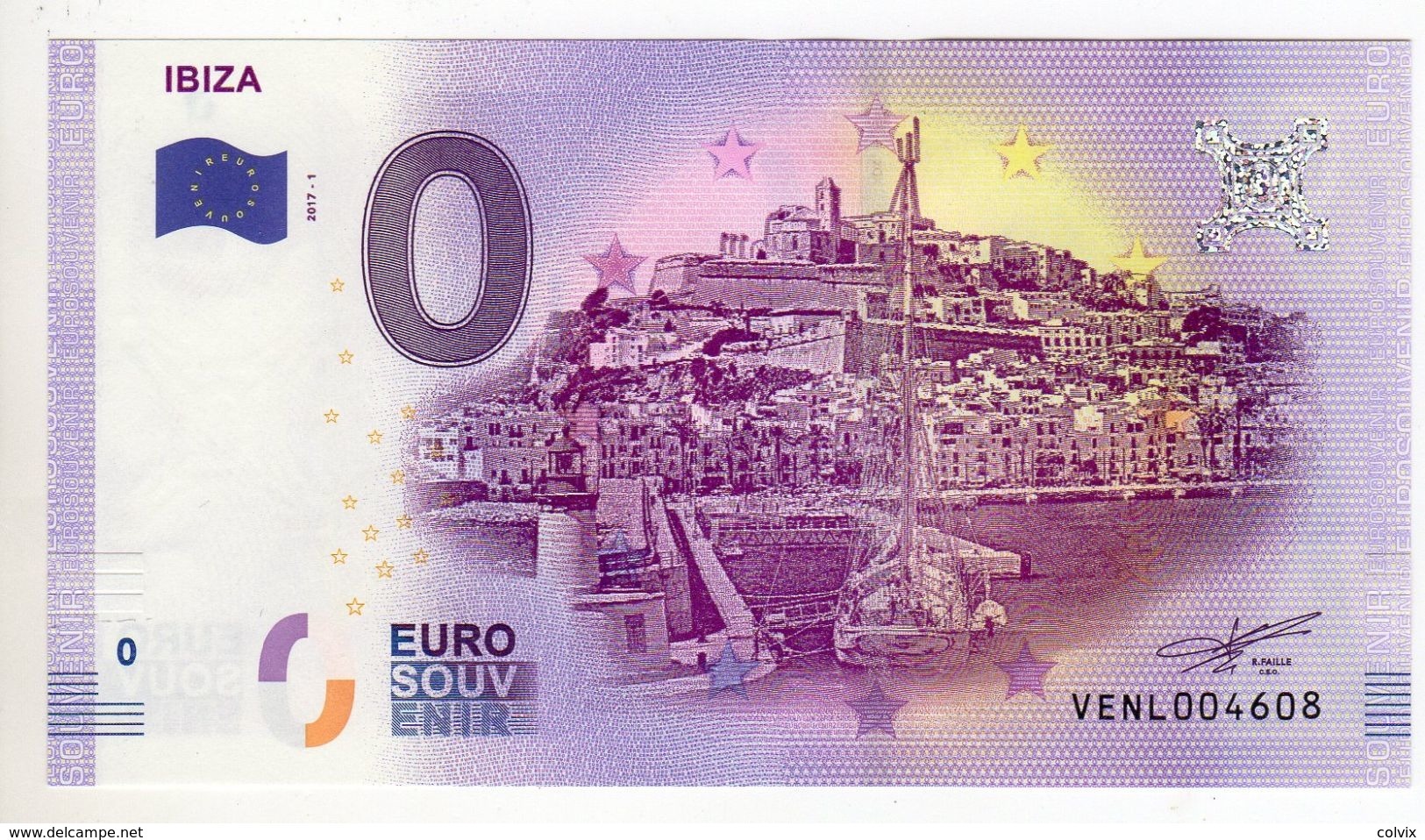 2017-1 BILLET TOURISTIQUE ESPAGNE 0 EURO N°VENL004607 IBIZA - Private Proofs / Unofficial