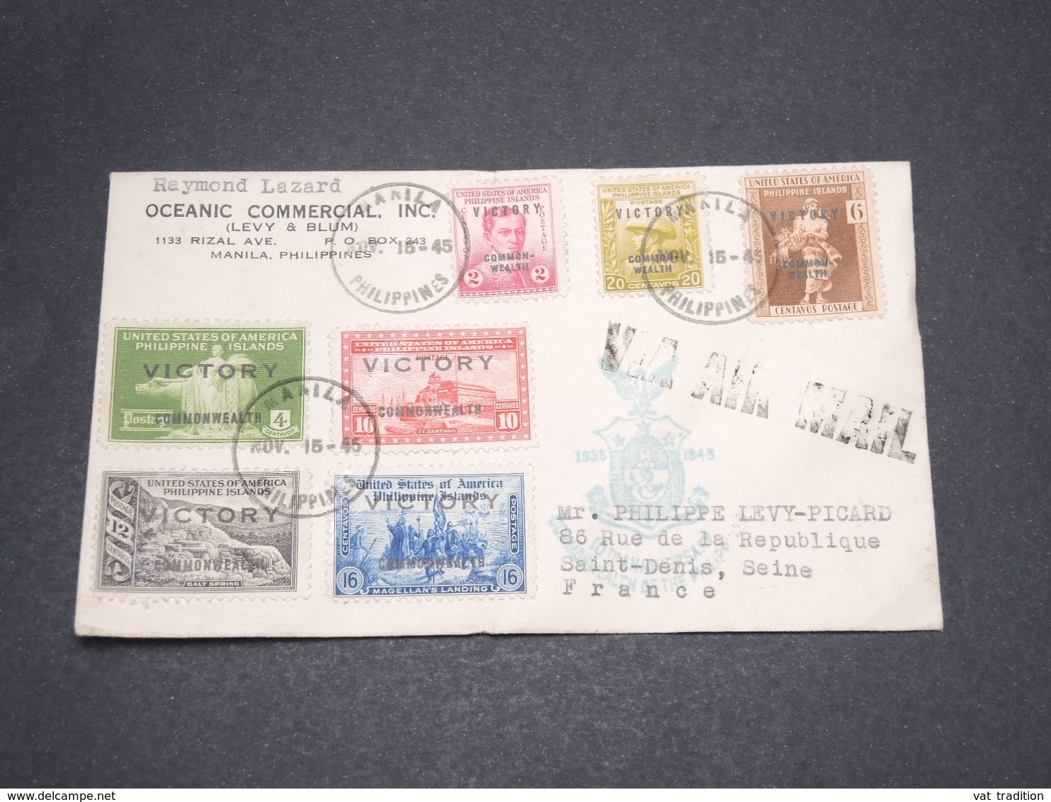 PHILIPPINES - Enveloppe De Manille Pour La France En 1945 - L 13826 - Filippine