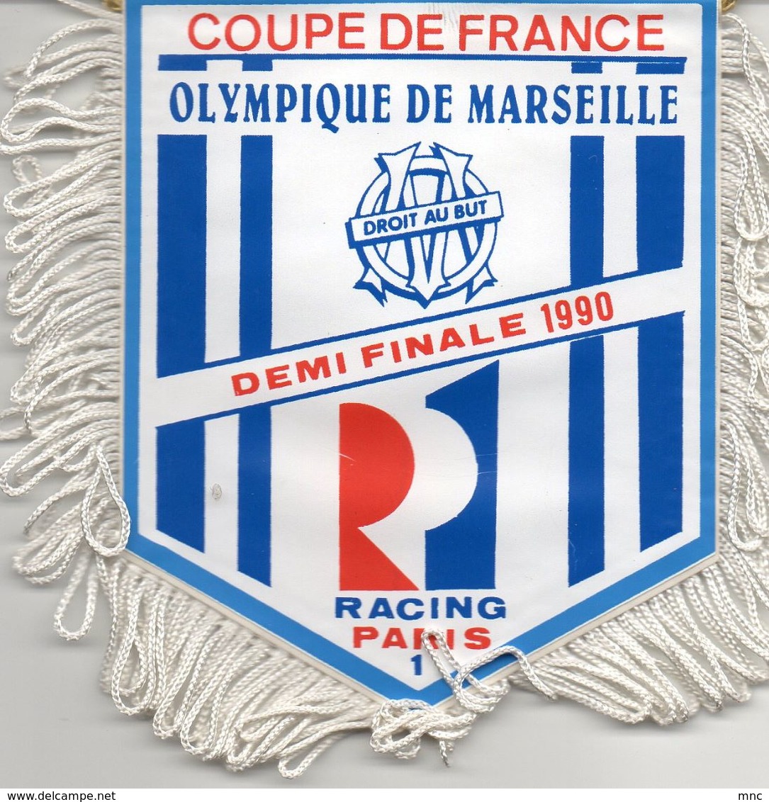 Fanion Du Match MARSEILLE / RACING 1/2 FINALE 1990 - Habillement, Souvenirs & Autres