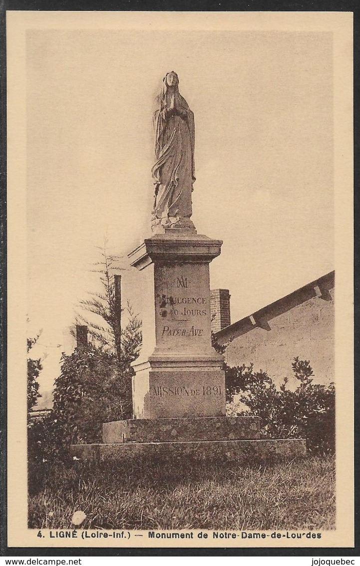 Carte Postale Ancienne Vierge De Ligné, Monument De Notre - Dame - De- Lourdes, MINT VINTAGE POSTCARD OF LIGNE, LOIRE-AT - Ligné