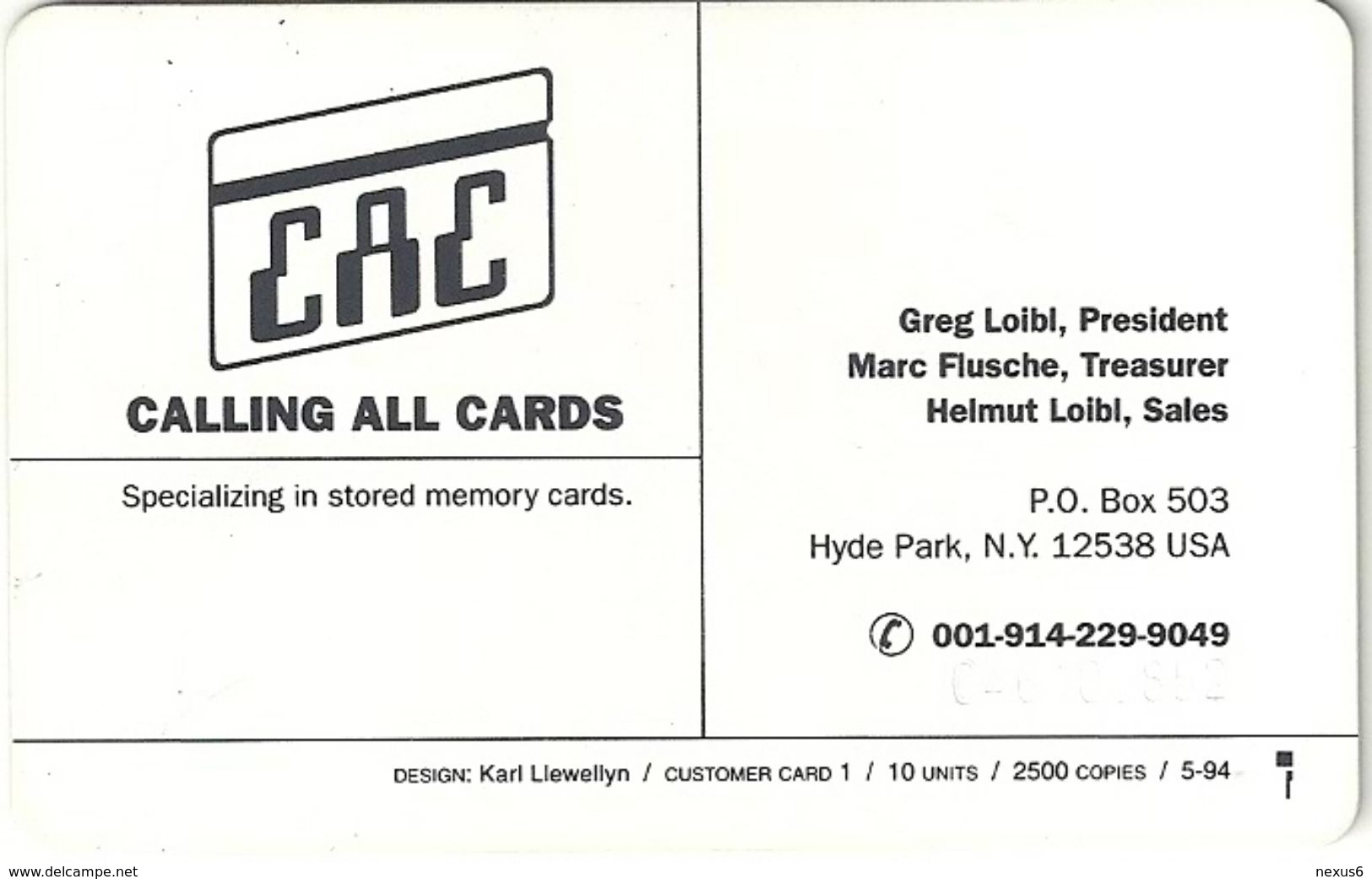 Alaska - CAC Calling All Cards - 3.50$, SC5, 05.1994, 2.500ex, Used - Sonstige - Amerika