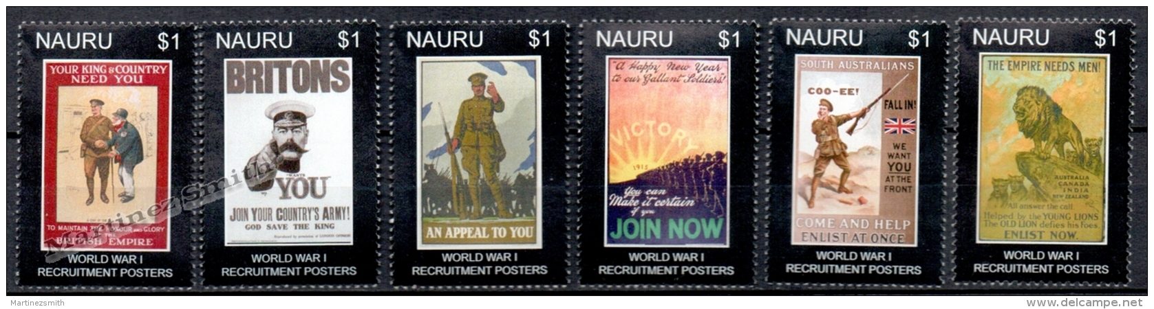 Nauru 2008 Yvert 626-31, 90th Ann. End Of WWI - MNH - Nauru