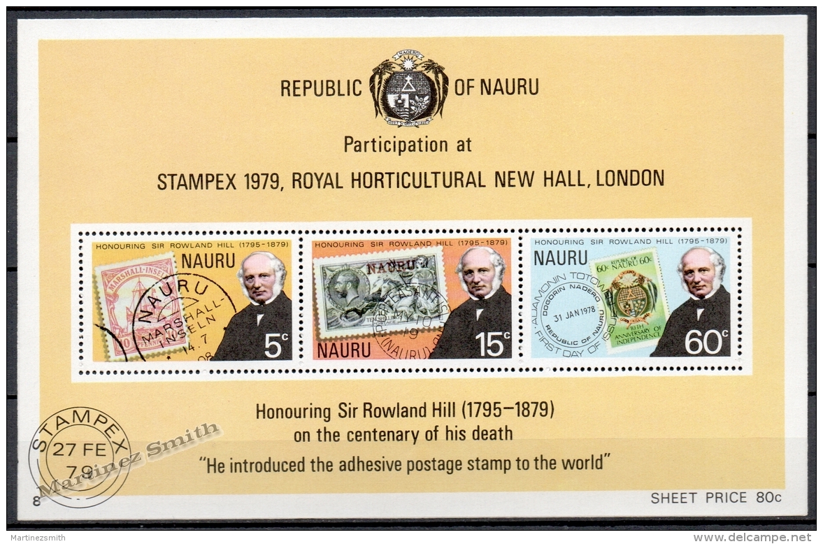 Nauru 1979 Yvert BF-2, Centenary Death Of Sir Rowland Hill - Miniature Sheet - MNH - Nauru